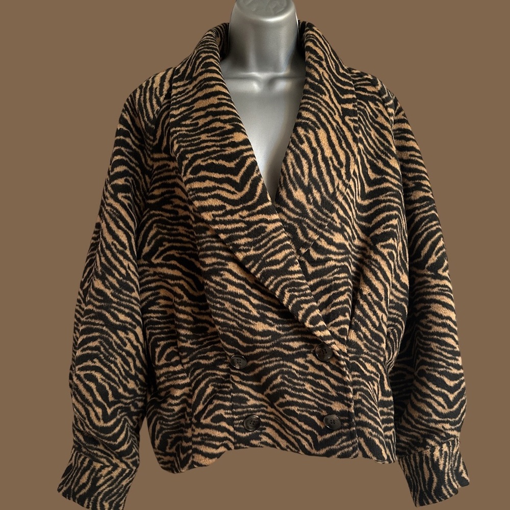A Peach double breasted faux animal fur jacket from Buckle